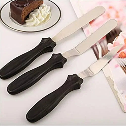 Multi Function Stainless Steel Spatula Palette Knife for Cake Icing, Mixing, Baking Knife -3-Pieces Set - Random Color