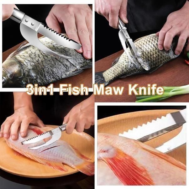 3-in-1 Stainless Steel Fish Scaler Remover Knife