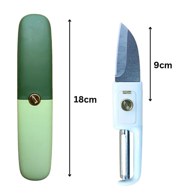 Kitchen Knife Peeler for Fruit 2 in 1 Knife and Peeler for Kitchen with Case Stainless Steel